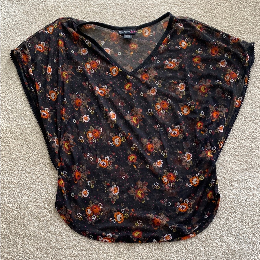 Floral Sheer Black Top